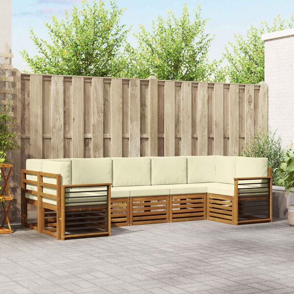 vidaXL S&oacute;fasett me&eth; p&uacute;&eth;i 7 pcs N&aacute;tt&uacute;rulegt og Krem Hrein akas&iacute;utr&eacute;