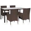 vidaXL 5 Hluta Gar&eth;bor&eth;stofusett me&eth; S&aelig;tisp&uacute;&eth;um P&oacute;l&yacute;rattan Br&uacute;nt