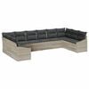 vidaXL Gar&eth;s&oacute;fa sett me&eth; geymslu 10 pcs Lj&oacute;sgr&aacute;r p&oacute;l&yacute;rattan