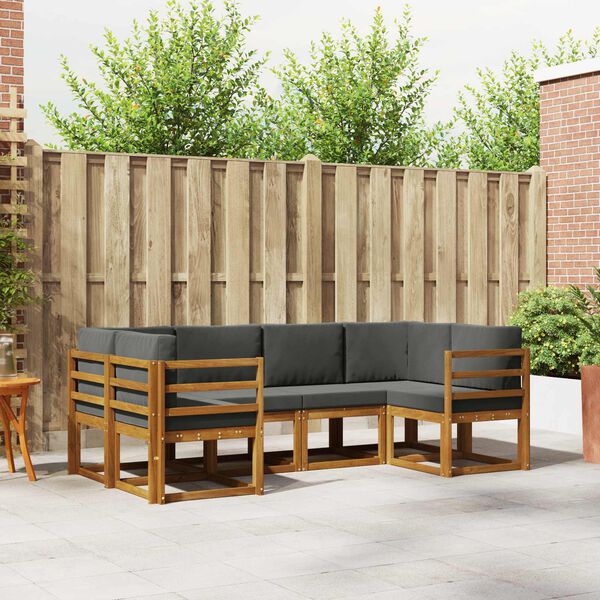 vidaXL &Uacute;ti s&oacute;fasett me&eth; p&uacute;&eth;i 6 pcs N&aacute;tt&uacute;rulegt og Antrac&iacute;t