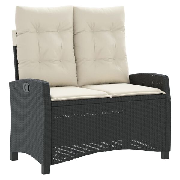 vidaXL 2 stykki gar&eth;bor&eth;stofusett me&eth; p&uacute;&eth;um Black Poly Rattan