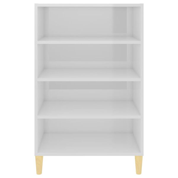 vidaXL Skenkur H&aacute;glans Hv&iacute;tur 57x35x90 cm Samsettur Vi&eth;ur