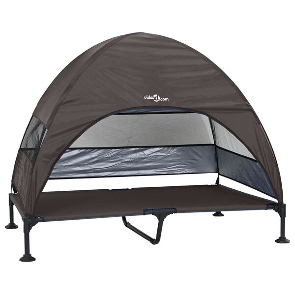 vidaXL Upphýft hundarúm Brúnn 127 x 81 x 108 cm Efni og stál