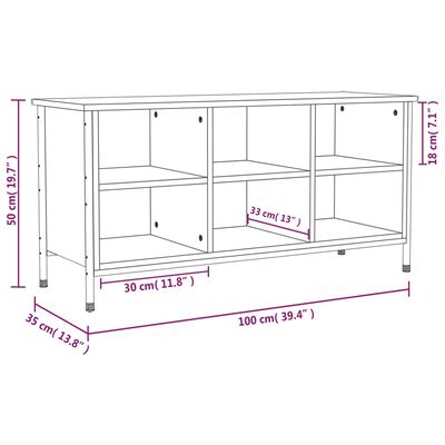 vidaXL Skóskápur Sonoma Eik 100x35x50 cm Samsettur Viður