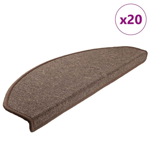 vidaXL Stigamottur 20 stk. 65x24x4 cm kaffibr&uacute;nar h&aacute;lfhringlaga st&oacute;rar