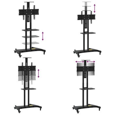 vidaXL Sjónvarpsstandur á Hjólum 32-70" Skjár Hám VESA 600x400 mm 60kg