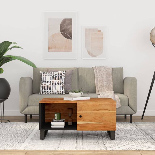 vidaXL Sófaborð 80x50x40 cm Gegnheill Akasíuviður & Samsettur Viður