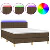 vidaXL H&oacute;lfa&eth; Springr&uacute;m me&eth; D&yacute;nu&LED D&ouml;kkbr&uacute;nn 140x190cm Tauefni