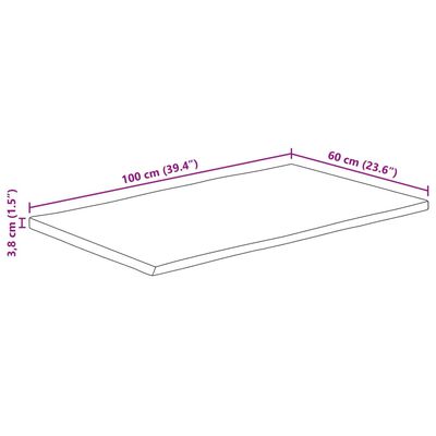 vidaXL Borðplata 100x60x3,8cm Náttúrulegum Brúnum Gegnheill Mangóviður