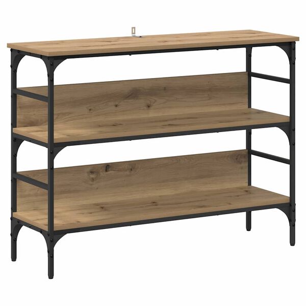 vidaXL Veggbor&eth; handverkseik 100 x 32 x 75 cm Samsettur vi&eth;ur