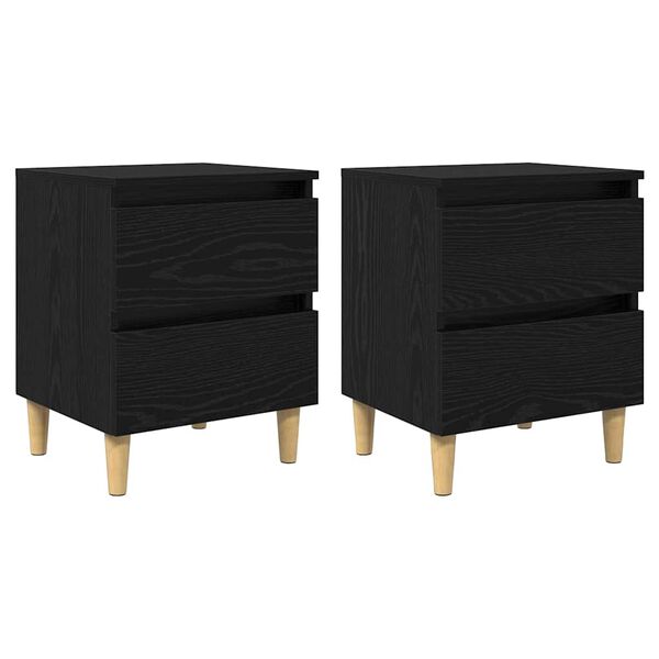 vidaXL R&uacute;mf&ouml;t 2 pcs Svartur Eik 40 x 35 x 50 cm Samsettur vi&eth;ur