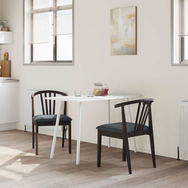 vidaXL Bor&eth;st&oacute;ll 2 pcs L&eacute;tt br&uacute;nn og svartur Solid g&uacute;mm&iacute;tr&eacute;