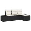 vidaXL Gar&eth;s&oacute;fa sett me&eth; p&uacute;&eth;i 4 pcs Svartur p&oacute;l&yacute;rattan