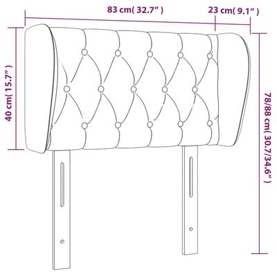 vidaXL Höfðagafl með Eyrum 83x23x78/88 cm Dökkgrátt Flauel