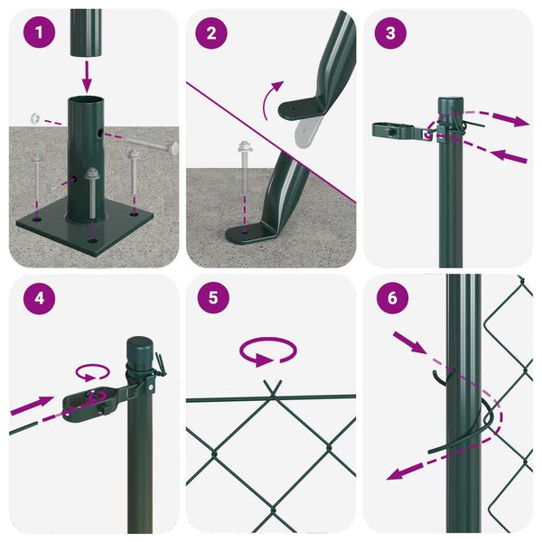 vidaXL Gir&eth;ingarp&oacute;stur Gr&aelig;nn 10 x 1,4 m (40 x 40 mm net) St&aacute;l og PVC