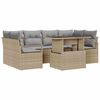 vidaXL Gar&eth;s&oacute;fa sett me&eth; geymslu 7 pcs Drapplita&eth;ur p&oacute;l&yacute;rattan
