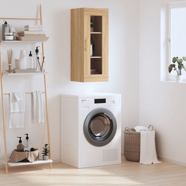 vidaXL Vegghengdur Sk&aacute;pur Sonoma Eik 34,5x34x90 cm