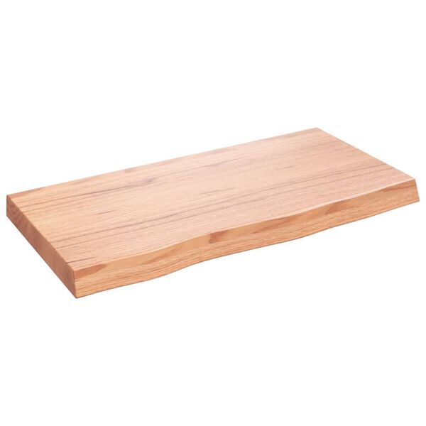 vidaXL Vegghilla Ljósbrún 80x40x(2-6) cm Meðhöndluð Gegnheil Eik