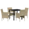 vidaXL Gar&eth;ur bor&eth;sett me&eth; p&uacute;&eth;i 5 pcs Drapplita&eth;ur p&oacute;l&yacute;rattan