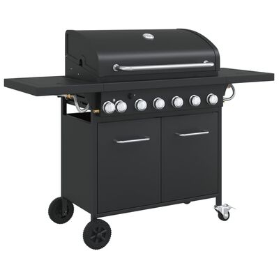 vidaXL Gasgrill með 7 Brennara Svartur Dufthúðuðu Stáli