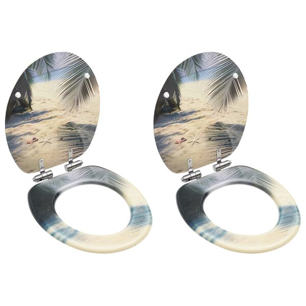 vidaXL WC Kl&oacute;setts&aelig;ti me&eth; mj&uacute;kum lokum 2 stk MDF Strandmynstur