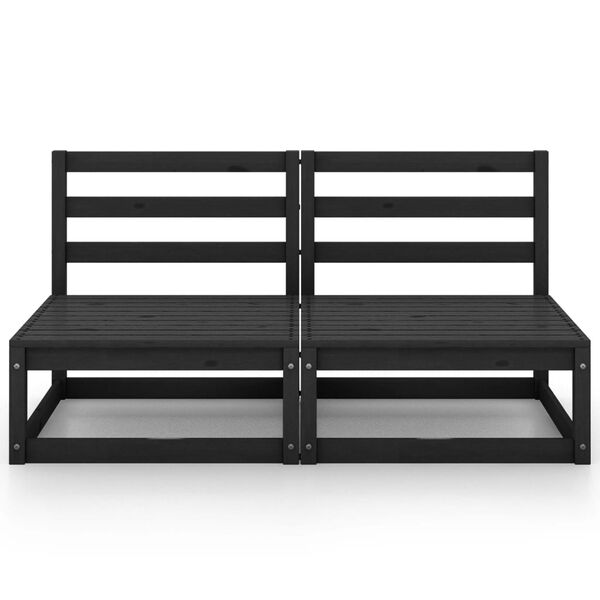 vidaXL 2 Sæta Garðsófi Svart Gegnheil Fura