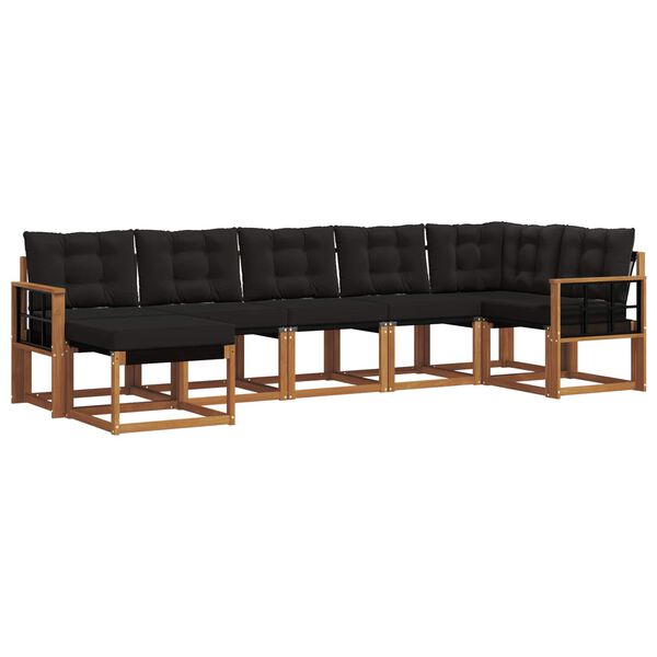 vidaXL &Uacute;ti s&oacute;fasett me&eth; p&uacute;&eth;i 7 pcs N&aacute;tt&uacute;rulegur og svartur