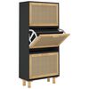 vidaXL Sk&oacute;sk&aacute;pur Svartur52x25x115cm Samsettur Vi&eth;ur&N&aacute;tt&uacute;rulegt Rattan