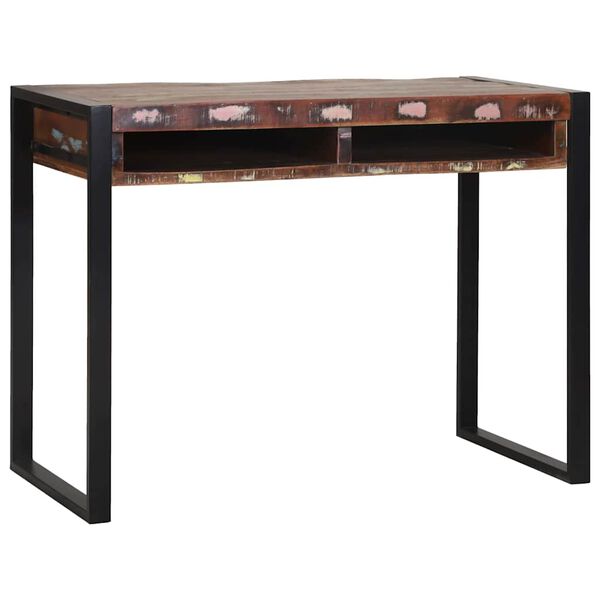 vidaXL Spegiltöflu með hillu Marglitur Gegnheill endurnýttur viður