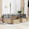 vidaXL Gar&eth;s&oacute;fa sett me&eth; p&uacute;&eth;i 6 pcs Beige og lj&oacute;sgr&aacute;r p&oacute;l&yacute;rattan