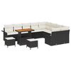 vidaXL Gar&eth;s&oacute;fa sett me&eth; p&uacute;&eth;i 12 pcs Svartur p&oacute;l&yacute;rattan