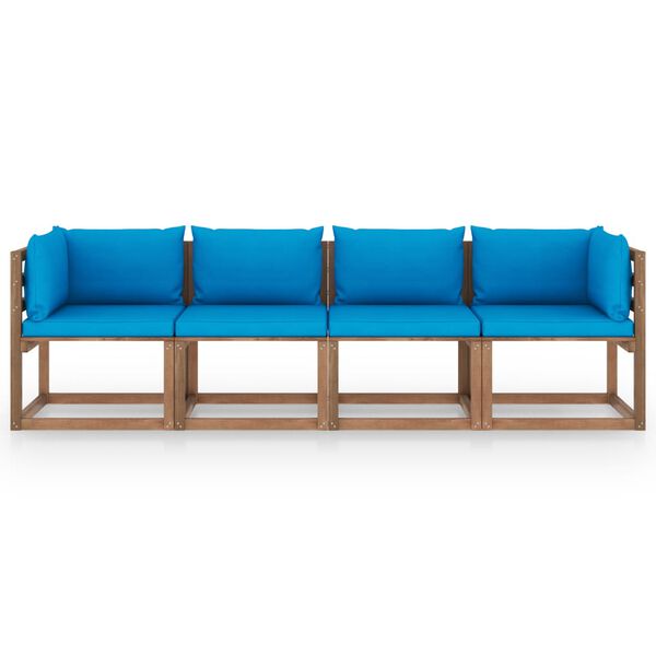 vidaXL 4 S&aelig;ta Gar&eth;s&oacute;fi &uacute;r Brettum me&eth; Sessum Gagnvarin Fura