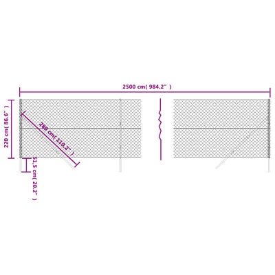 vidaXL Netagirðing Græn 2,2x25 m