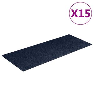vidaXL Stigamottur sj&aacute;lfl&iacute;mandi 15 stk 60x25 cm d&ouml;kkbl&aacute;ar r&eacute;tthyrndar