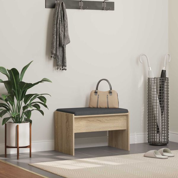 vidaXL Hallarbekk me&eth; p&uacute;&eth;i Sonoma Eik 63 x 38 x 40 cm