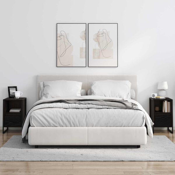 vidaXL N&aacute;ttbor&eth; Svartur Eik 39,5 x 30 x 50 cm Samsettur vi&eth;ur