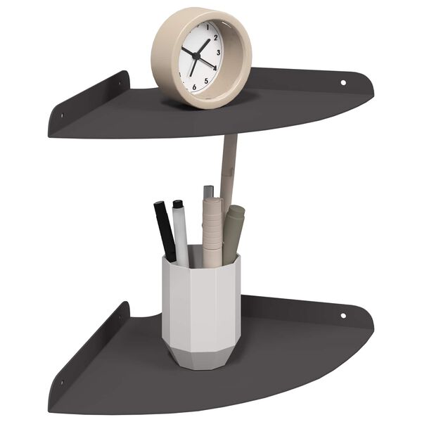 vidaXL Horn flotandi sk&aacute;pa me&eth; hillu 2 pcs Svart 24 x 24 x 2 cm