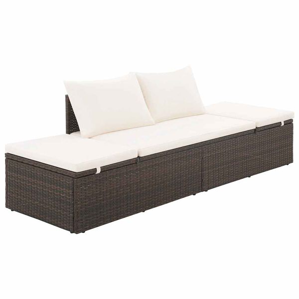 vidaXL Legubekkur Brúnn 195x60 cm Pólýrattan