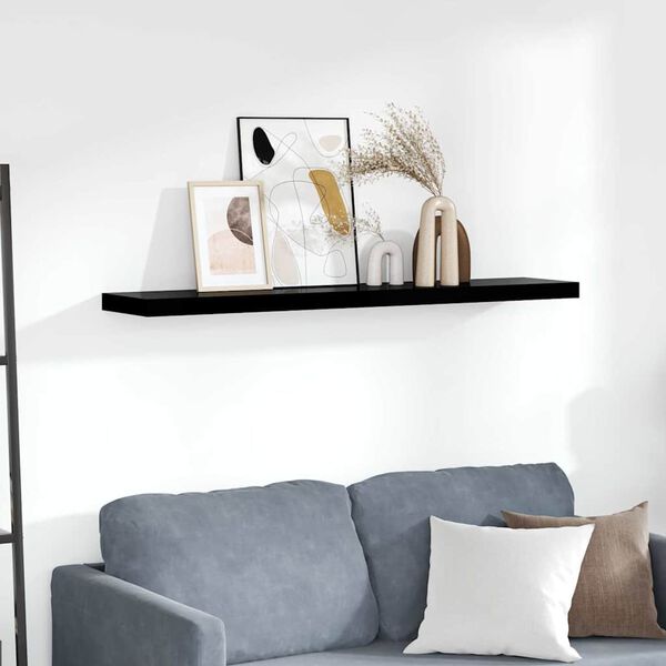 323778 vidaXL Floating Wall Shelf High Gloss Black 120x23,5x3,8 cm MDF