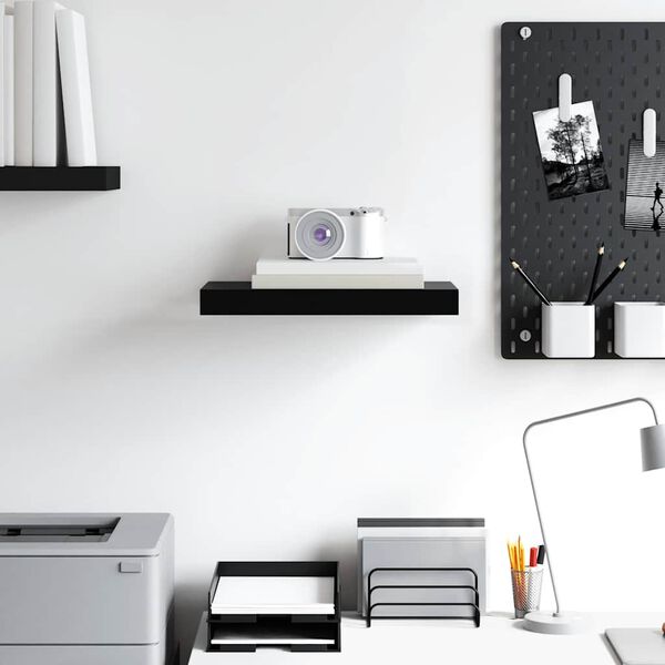 vidaXL Vegghilla me&eth; Sk&uacute;ffu Sv&ouml;rt 40x23x3,8 cm MDF