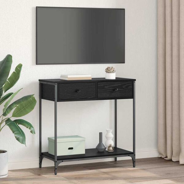 vidaXL Veggbor&eth; Svartur Eik 75 x 34,5 x 75 cm Samsettur vi&eth;ur