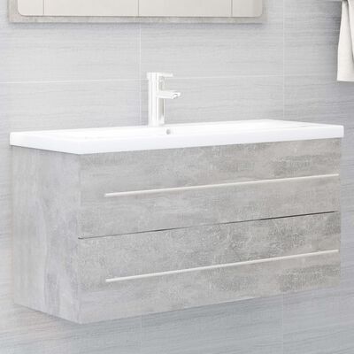 804723 vidaXL Sink Cabinet Concrete Grey 100x38,5x48 cm Chipboard