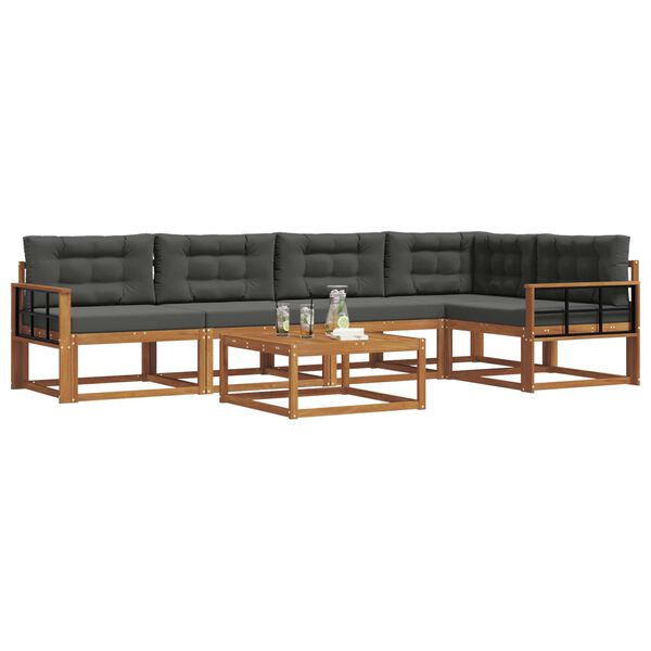 vidaXL &Uacute;ti s&oacute;fasett me&eth; p&uacute;&eth;i 6 pcs N&aacute;tt&uacute;rulegt og Antrac&iacute;t