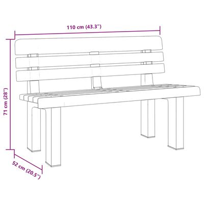 vidaXL Garðbekkur Reykgrár 110x52x71 cm Pólýprópýlen