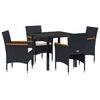 vidaXL Gar&eth;ur bor&eth;sett me&eth; p&uacute;&eth;i 5 pcs Svartur p&oacute;l&yacute;rattan