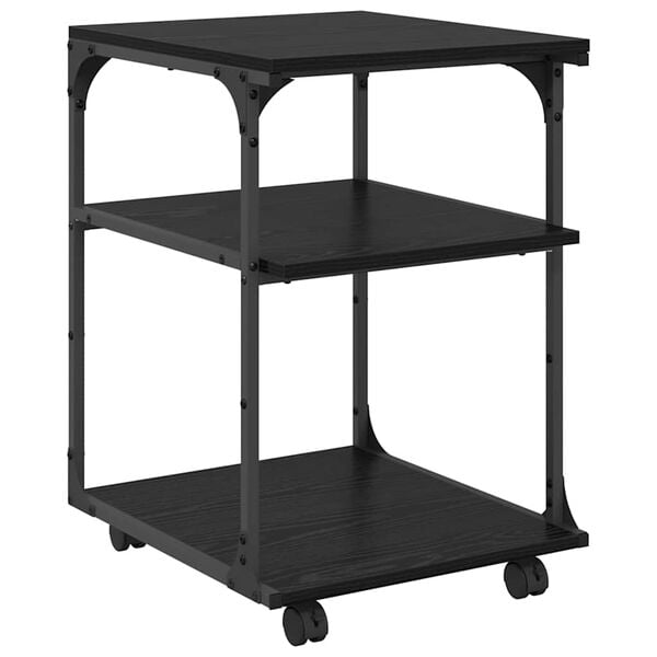 vidaXL Prentara standur Svartur Eik 43 x 48 x 64 cm Samsettur vi&eth;ur