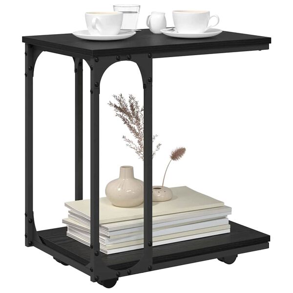 vidaXL Hli&eth;arbor&eth; Svartur Eik 50 x 35 x 55.5 cm Samsettur vi&eth;ur