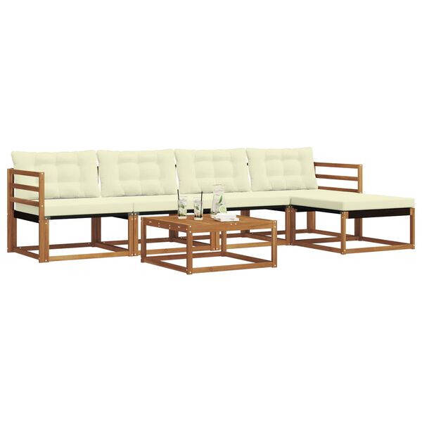 vidaXL &Uacute;ti s&oacute;fasett me&eth; p&uacute;&eth;i 6 pcs N&aacute;tt&uacute;rulegt og Krem