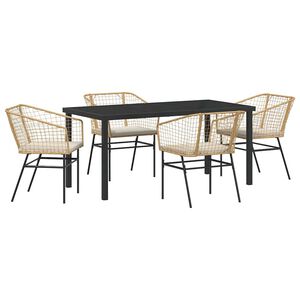 vidaXL Gar&eth;ur bor&eth;sett 5 pcs Br&uacute;nn p&oacute;l&yacute;rattan
