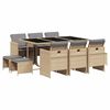 vidaXL 11 Hluta Gar&eth;s&oacute;fasett me&eth; Sessum Drapplitu&eth; Blanda P&oacute;l&yacute;rattan
